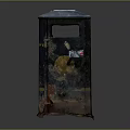Worn Metal Trash Can With Rusty Surface Colorful Graffiti And Open Top
