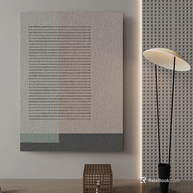 Square Rug in Modern Interior With Floor Lamp And Wall Decor 3d model