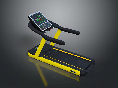 Modern Treadmill With Digital Display And Yellow Black Frame For Fitness 3d model