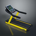 Modern Treadmill With Digital Display And Yellow Black Frame For Fitness