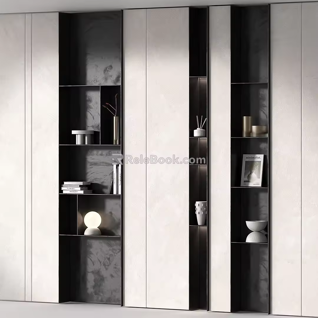 Niche minimalist in-wall bookcase 3d model