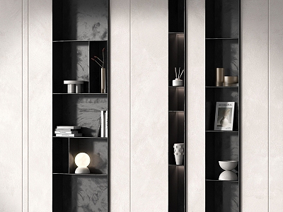 Niche minimalist in-wall bookcase 3d model