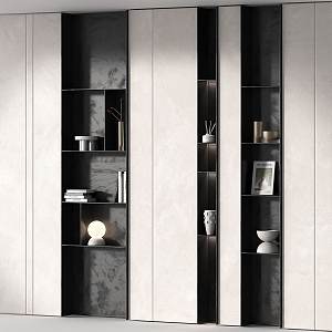 Niche minimalist in-wall bookcase 3d model