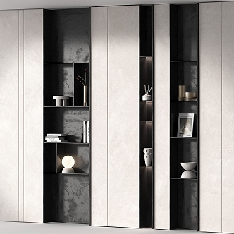 Niche minimalist in-wall bookcase 3d model