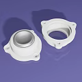 White Plastic Parts With Silver Circular Component And Ring Shape On Purple Background