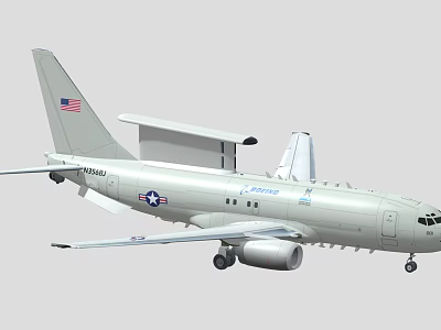 US Navy E-6B Mercury Communication Relay Military Aircraft Profile View 3d model