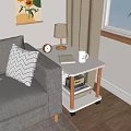 Mobile White Top Side Table With Wooden Legs Lamp Clock And Sofa In Living Room