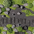 Traditional Karesansui Garden Design With Stones Circular Gravel Patterns Stone Pathways And Mossy Greenery