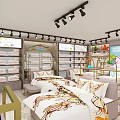 Modern Specialty Store Interior With Shelves Product Displays And Decorative Lighting