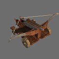 Ancient Wooden Siege Weapon With Wheel Structure For Projectile Launch 3d model