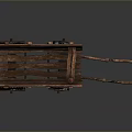 Vintage Wooden Cart With Spoked Wheels Wooden Planks And Long Shafts Design