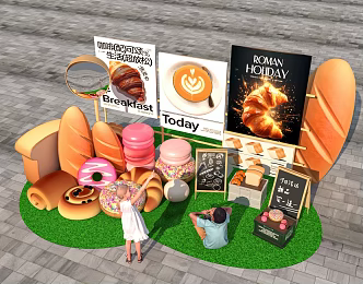 Modern Activity DP Pin Card Modern Bread Air Model Market Activity Decorative Bread Air Model 3d model