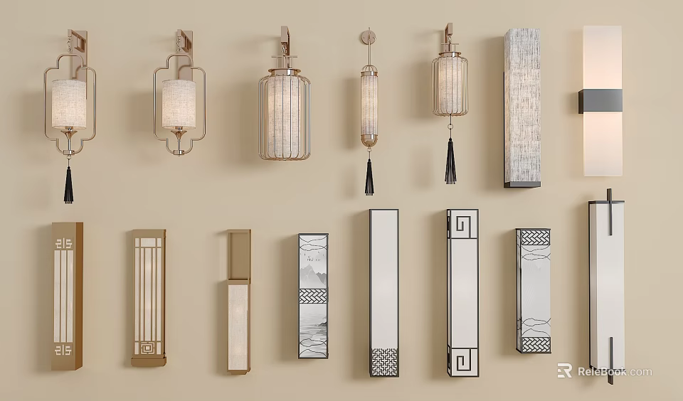 Contemporary Wall Sconces With Various Designs And Metal Glass Decorative Elements 3d model