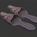 Traditional Embroidered Slippers With Colorful Dragon Patterns And Soft Gray Soles