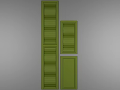 Green Wardrobe Doors With Louvered Vertical Panels And Smooth Surface Design For Modern Bedroom Storage 3d model