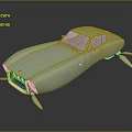 Light Green Unique Car With Streamlined Body And Paddle Design On Dark Background 3d model