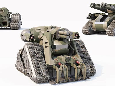 Military Camouflage Tank Model With Large Tracks And Cannon Details 3d model