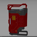 Red And Gray Industrial Device With Handle Warning Label And Blue Indicators