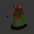 Bronze Mechanical Robot Character With Dome Eyestalk And Spherical Bumps On Base