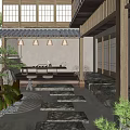 Traditional Japanese Garden Landscape With Stone Path Zen Dry Landscape And Wooden Eaves