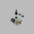 Red Wine Bottle With Two Glasses Magazines And Speaker For Leisure Moments