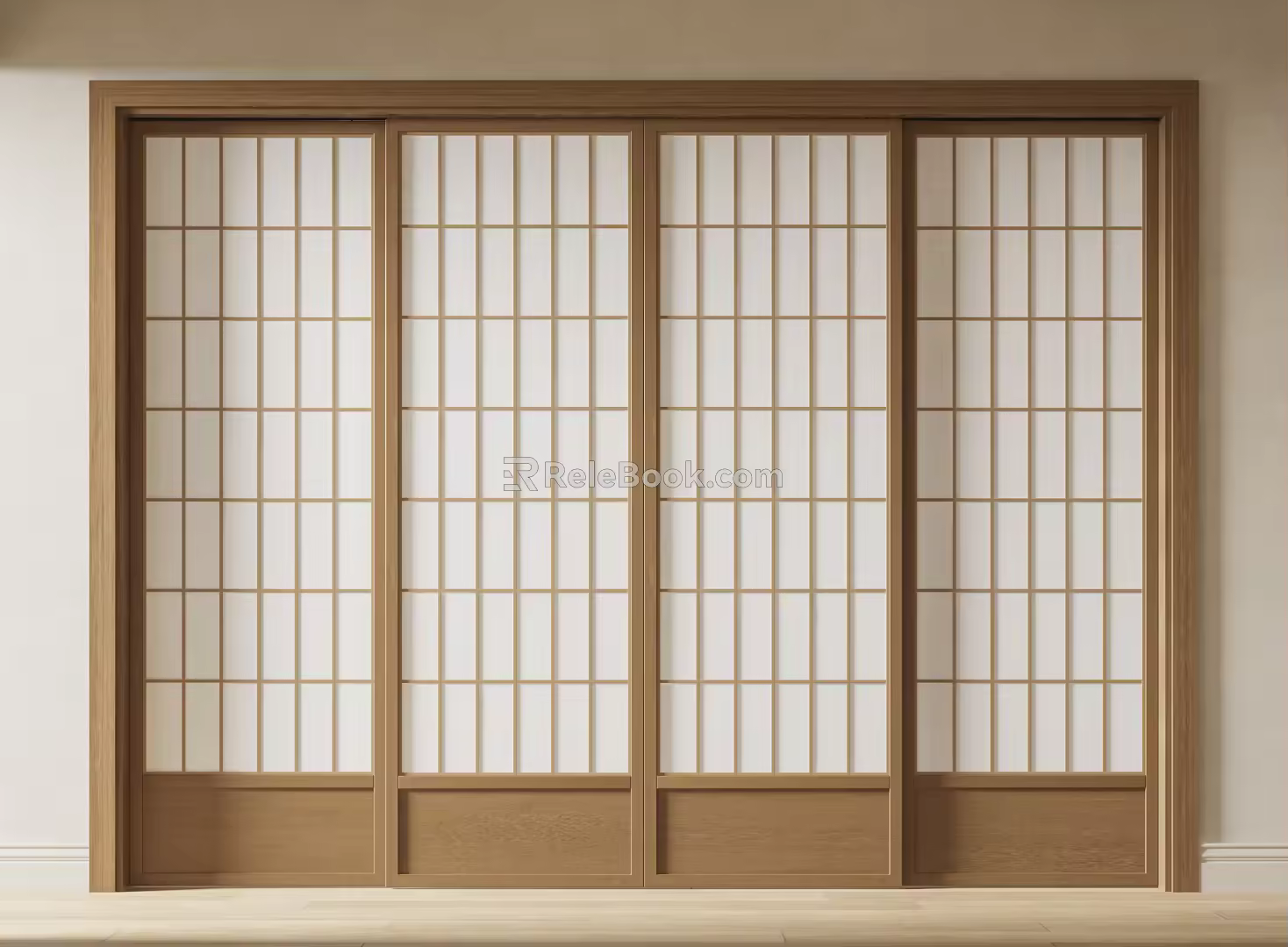 Japanese-style sliding door 3d model