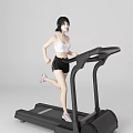 A Woman Running On Treadmill Wearing White Sports Bra Black Shorts And Pink Sneakers