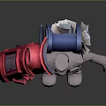 Blue Sci Fi Character With Red And Pink Mechanical Parts 3D Model Design