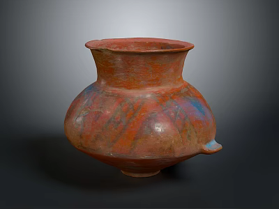 Hand Carved Terracotta Vase With Reddish Brown Textured Surface And Spout Design 3d model