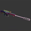 Shiny Purple And Silver Sniper Rifle With Scope Barrel And Decorative Design