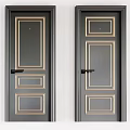 Black Hinged Interior Doors With Gold Trim And Various Panel Designs 3d model