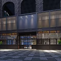 Modern Bar Exterior With Large Glass Windows Warm Lighting And Arch Architecture