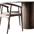 Poliform modern dining table and chair round dining table 3d model