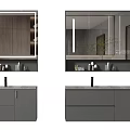 Modern Gray Bathroom Vanity Cabinet With Mirror Sink And Storage Drawers