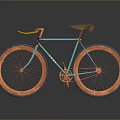 Modern Stylish Bicycle With Light Blue Frame Yellow Handlebars And Copper Wheels