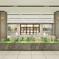 Architecture Models Display On Green Platform In Modern Lobby With Columns And Windows