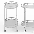 Gold Bamboo Style Two Tiered Decorative Serving Cart With Metal Frame And Wheels