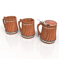 Wooden Mugs With Decorative Handles For Household Daily Use