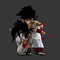 Anime Style Game Character Figures With Red Tops White Pants And Swords