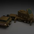Brown Military Style Functional Vehicle With Trailer Deployed Cabin Antenna And Staircase