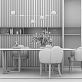 Light Luxury Dining Table and Chair Combination 3d model