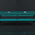 Turquoise Bench With Metal Frame And Slatted Seats For Outdoor Garden Use