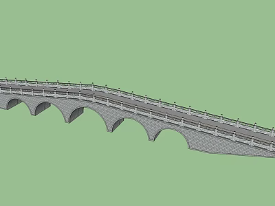 Stone Arch Bridge With Multiple Arches And Stone Railings On Bridge Deck 3d model