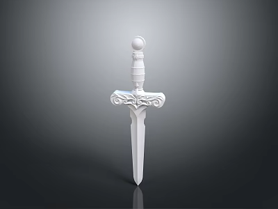 White Decorative Sword with Intricate Hilt Design and 3D Model 3d model