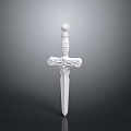 White Decorative Sword with Intricate Hilt Design and 3D Model