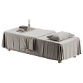 Massage Bed With Light Gray Linen Sheet Pillow Tray Holding Towels Aromatherapy Sticks 3d model