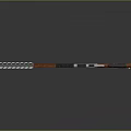 Modern Tactical Shotgun With Orange White Black Finish And Spiral Ammunition Chain