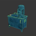 Blue Industrial Mechanical Device With Electric Motor And Metal Base