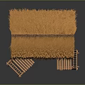 Outdoor Wooden Bar Set With Thatched Roof And Two Rustic Chairs