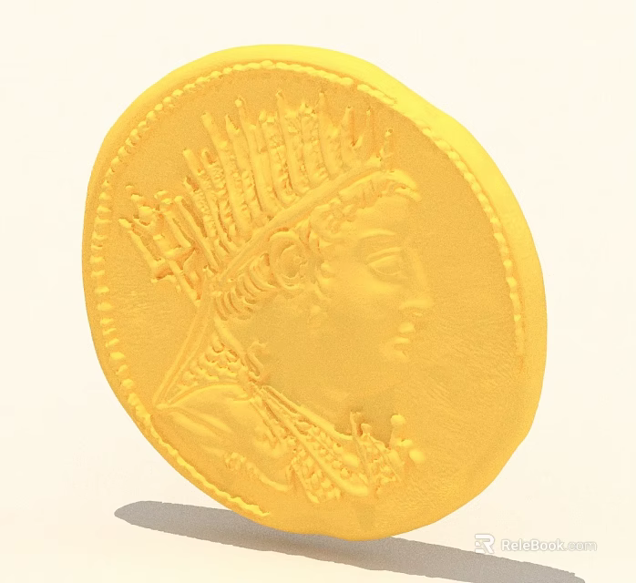 Detailed Gold Coin Featuring Crown Portrait And Decorative Edge Design 3d model 